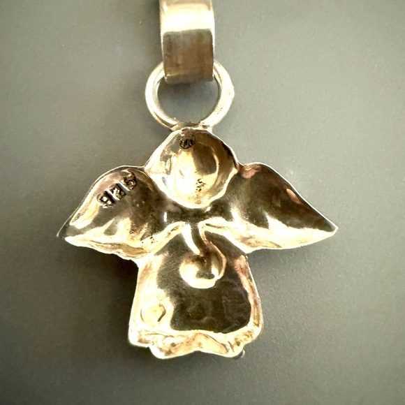Vintage Flying Angel Solid Sterling Silver 925 Pendant with SS Plate Chain - Picture 4 of 5